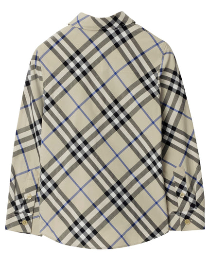 Kids Atelier-Burberry-Checked Pattern Long Sleeved Cotton Shirt