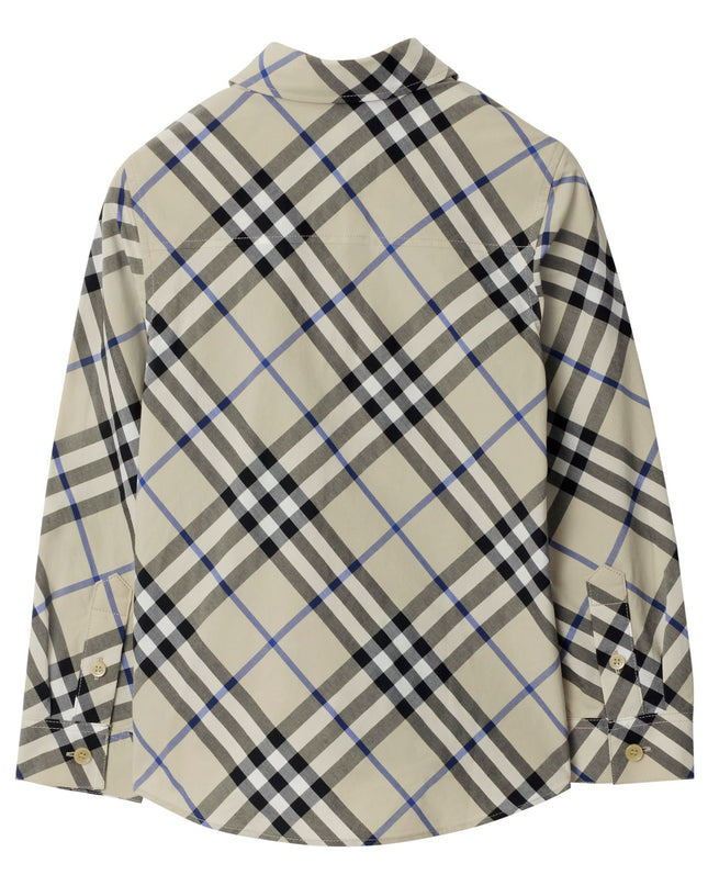 Kids Atelier-Burberry-Checked Pattern Long Sleeved Cotton Shirt