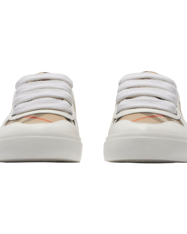 Kids Atelier-Burberry-Check Cotton and Leather Sneackers