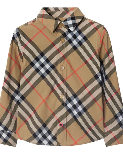 Kids Atelier-Burberry-Sand Long Sleeve Polo Shirt