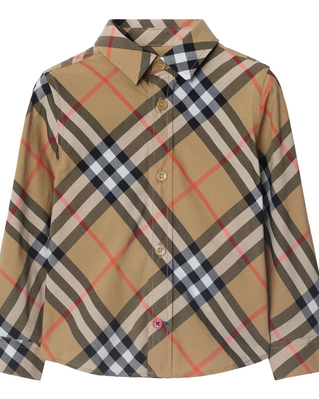 Kids Atelier-Burberry-Sand Long Sleeve Polo Shirt
