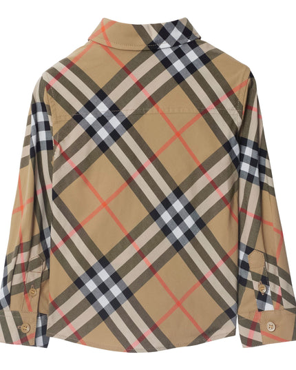 Kids Atelier-Burberry-Sand Long Sleeve Polo Shirt