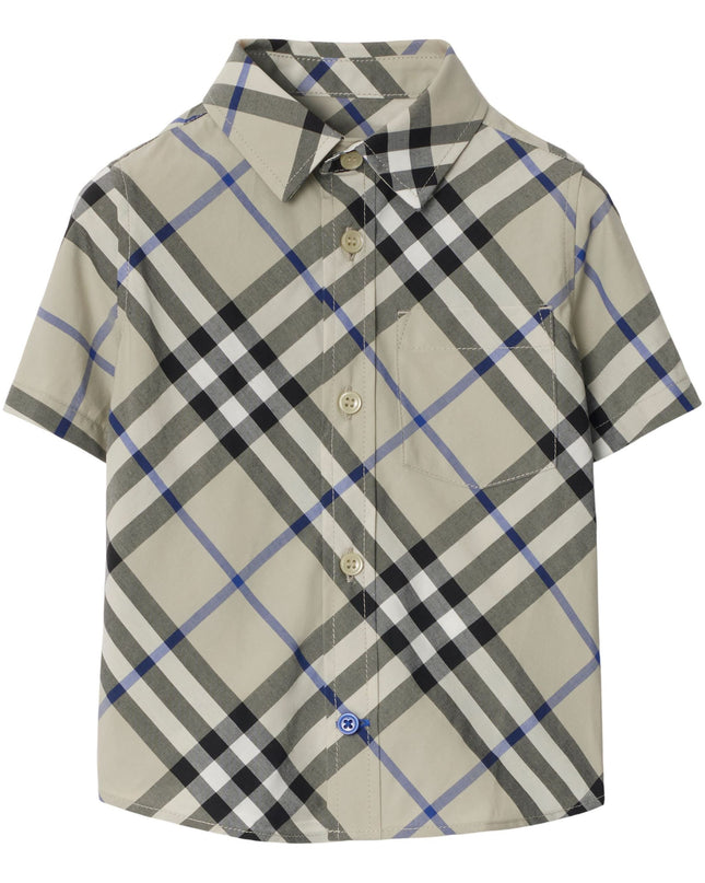 Kids Atelier-Burberry-Check Cotton Short Sleeve Shirt