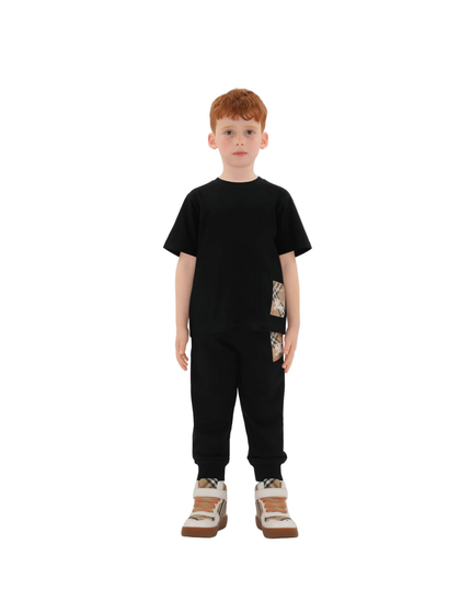 Kids Atelier-Burberry-Check Label Cotton T-shirt