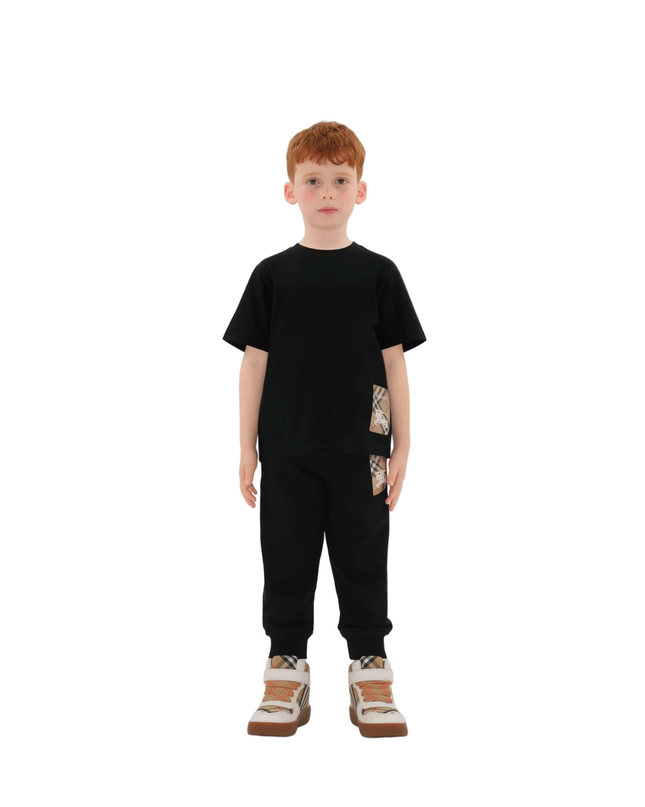 Kids Atelier-Burberry-Check Label Cotton T-shirt