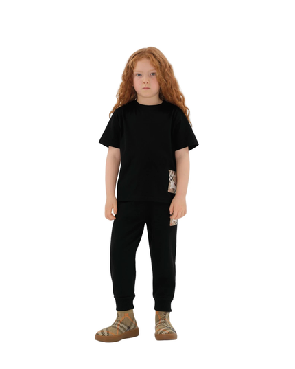 Kids Atelier-Burberry-Check Label Cotton T-shirt