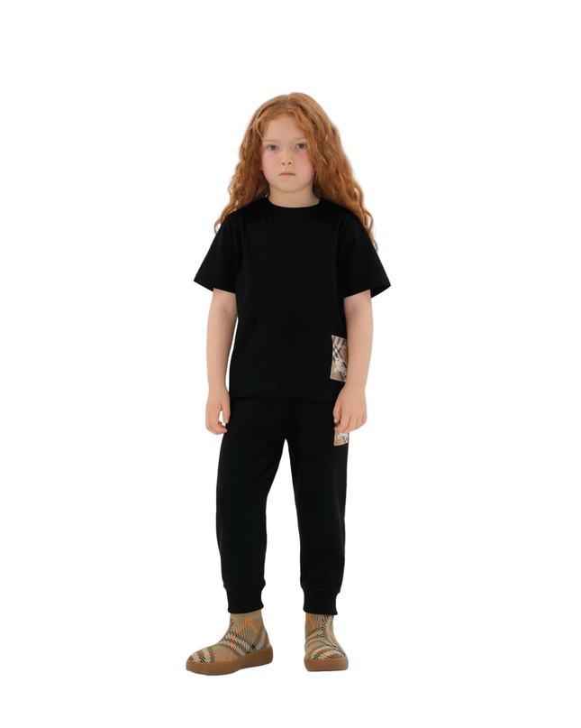 Kids Atelier-Burberry-Check Label Cotton T-shirt