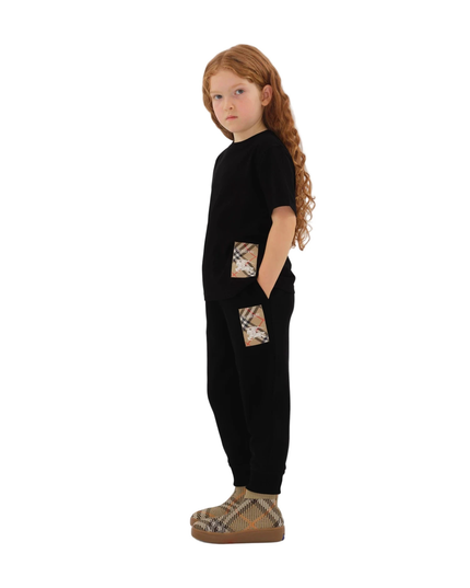 Kids Atelier-Burberry-Check Label Cotton Jogging Pants