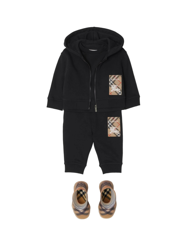 Kids Atelier-Burberry-Jackson Label Cotton Jogging Pants