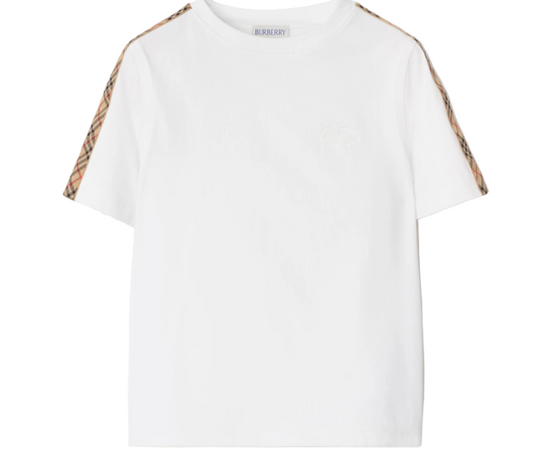 White Check Trim Cotton T-shirt - kids atelier