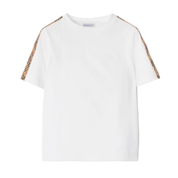 White Check Trim Cotton T-shirt - kids atelier