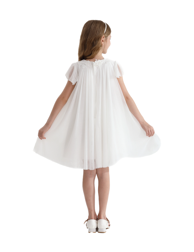 White Flower Accent Constance Dress