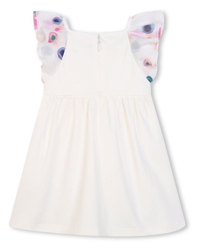 Kids Atelier-Chloe-Ivory Logo Embroidered Ruffle Dress