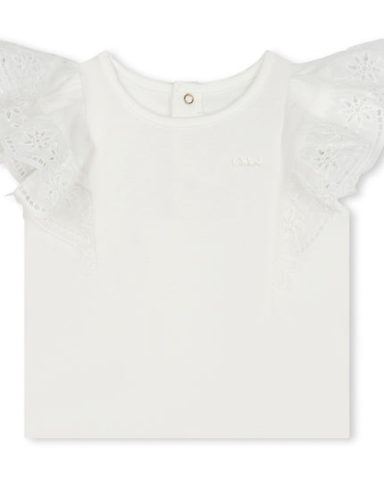 Kids Atelier-Chloe-Ivory Logo Embroidered Cotton Blouse