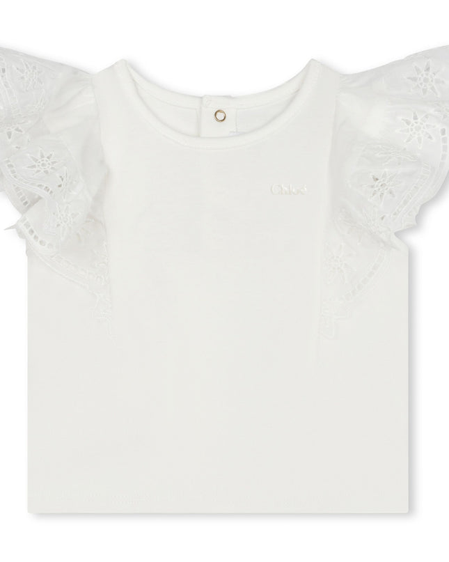 Kids Atelier-Chloe-Ivory Logo Embroidered Cotton Blouse