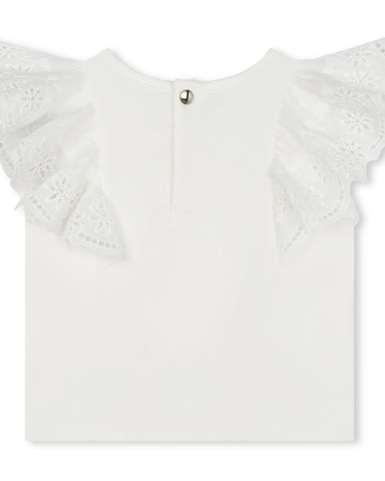 Kids Atelier-Chloe-Ivory Logo Embroidered Cotton Blouse