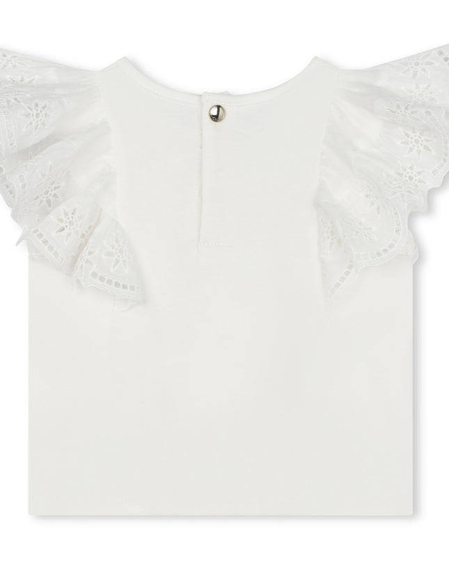 Kids Atelier-Chloe-Ivory Logo Embroidered Cotton Blouse