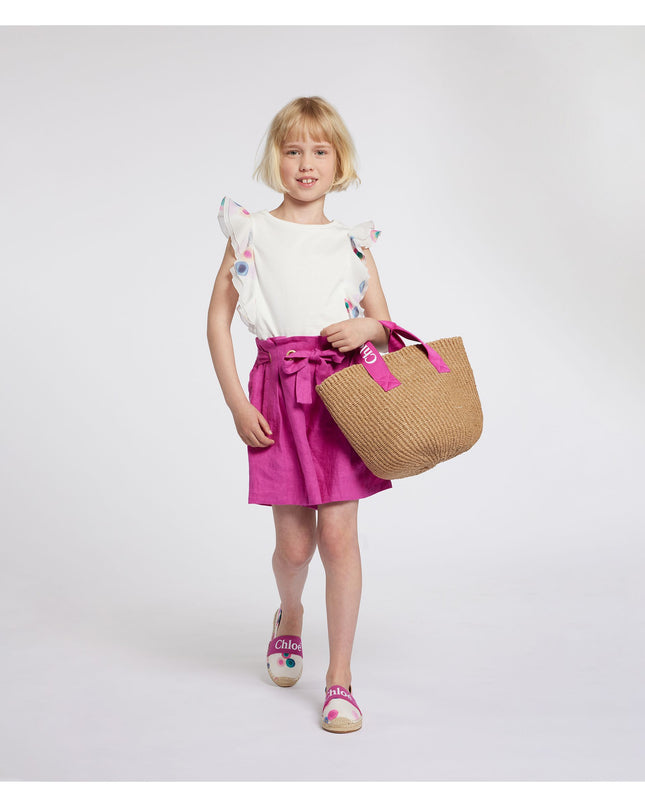 Kids Atelier-Chloe-Ivory Cotton Multicolored Ruffled Blouse