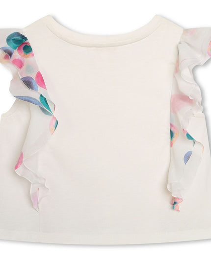 Kids Atelier-Chloe-Ivory Cotton Multicolored Ruffled Blouse