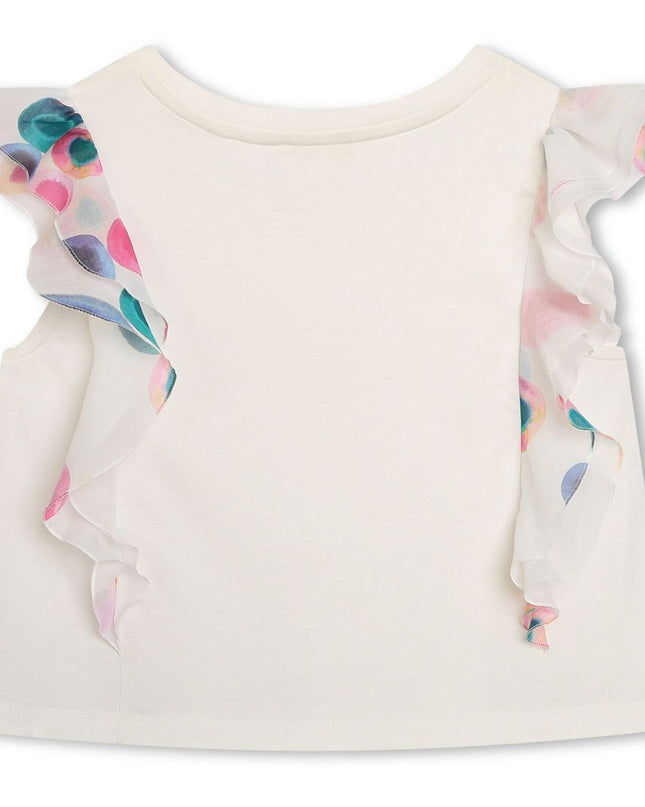 Kids Atelier-Chloe-Ivory Cotton Multicolored Ruffled Blouse