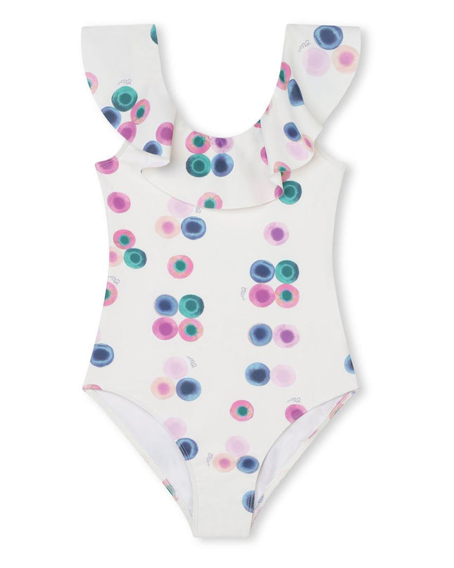 Kids Atelier-Chloe-Multicolor Ruffled One-Piece Swimsuit