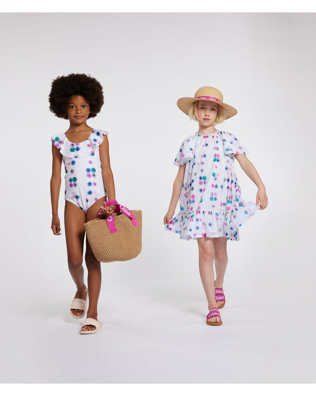 Kids Atelier-Chloe-Multicolor Ruffled One-Piece Swimsuit