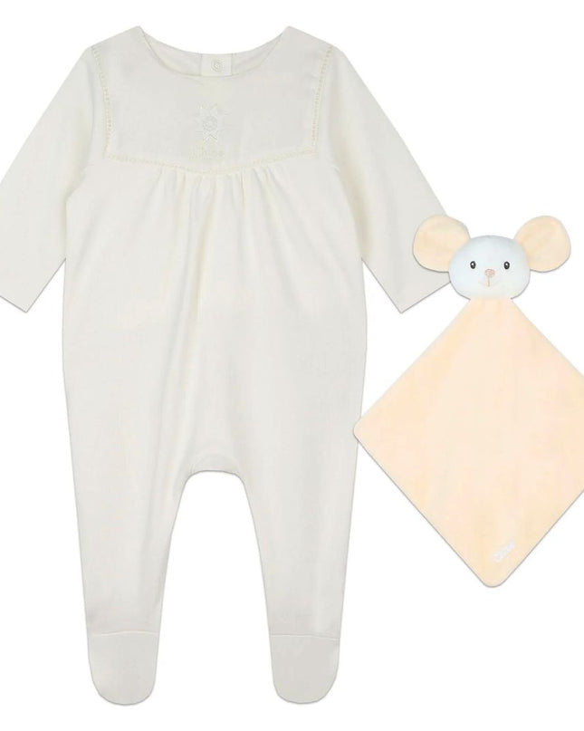 Kids Atelier-Chloe-Ivory Embroidered Babygrow Toy Set