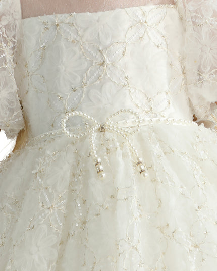White Laced Tulle Flower Wynfair Dress
