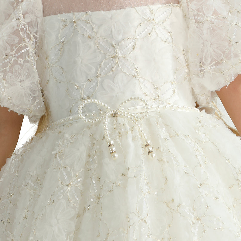 White Laced Tulle Flower Wynfair Dress