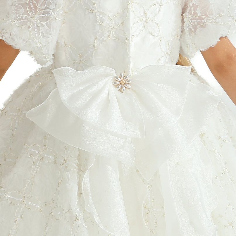 White Laced Tulle Flower Wynfair Dress