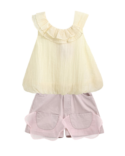 Yellow Mauve Ruffle Outfit Set