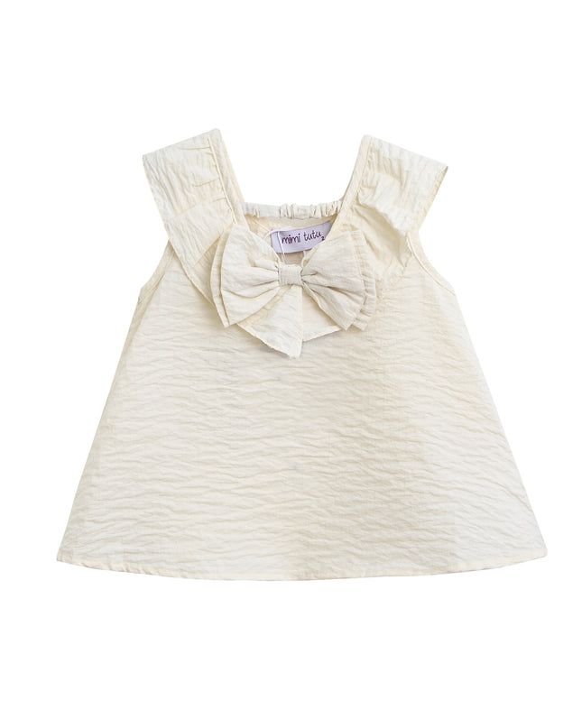 Ivory Pink Strap Bow Shorts Set