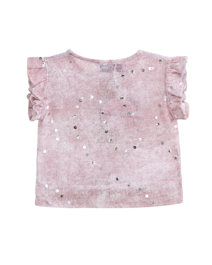 Mauve Cream Sequin Shorts Set