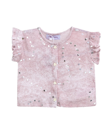 Mauve Cream Sequin Shorts Set