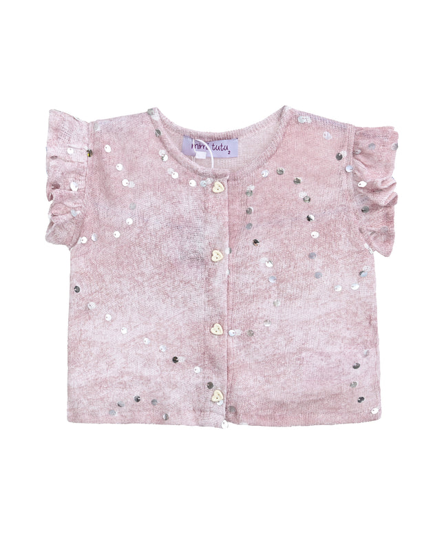 Mauve Cream Sequin Shorts Set