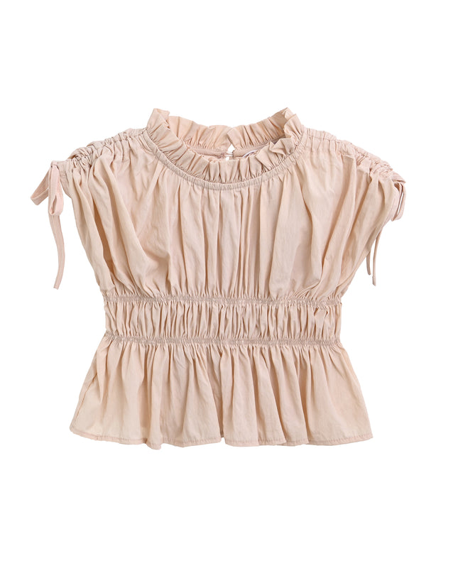 Beige Ruffle Bow Outfit Set