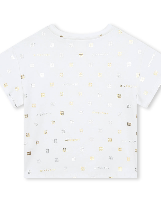 givenchy-h30076-10p-kg-White All Over Logo Print T-Shirt