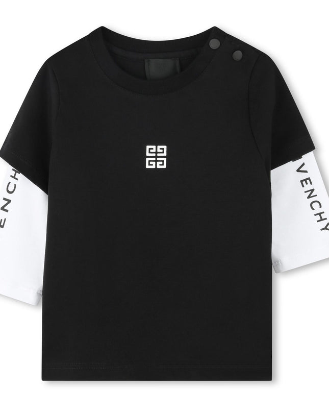 Black Layered Long Sleeve Logo T-Shirt