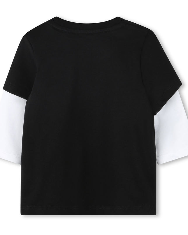Black Layered Long Sleeve Logo T-Shirt