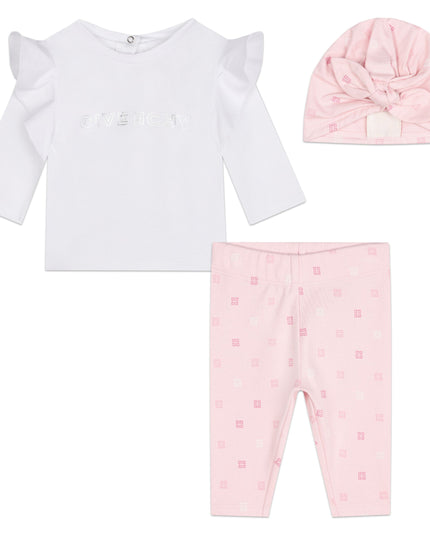 Pink Marshmallow Shirt Leggings and Hat Set