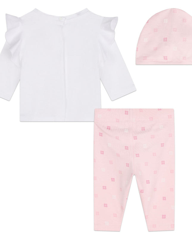 Pink Marshmallow Shirt Leggings and Hat Set