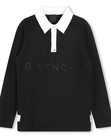Kids Atelier-Givenchy-Black Long Sleeve Polo