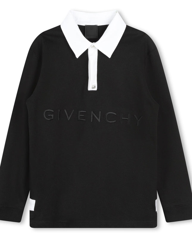 Kids Atelier-Givenchy-Black Long Sleeve Polo