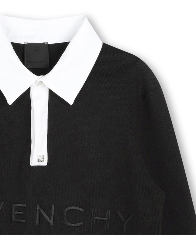 Kids Atelier-Givenchy-Black Long Sleeve Polo