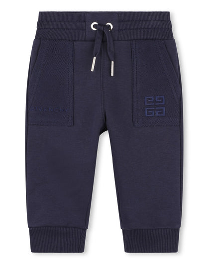 Kids Atelier-Givenchy-4G Print Blue Drawstring Track Pants for Babies