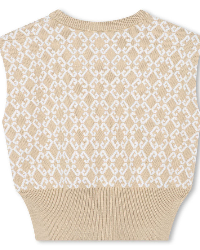 kidsatelier-givenchy-Beige-Logo-Jacquard-Ribbed-Skirt-Set