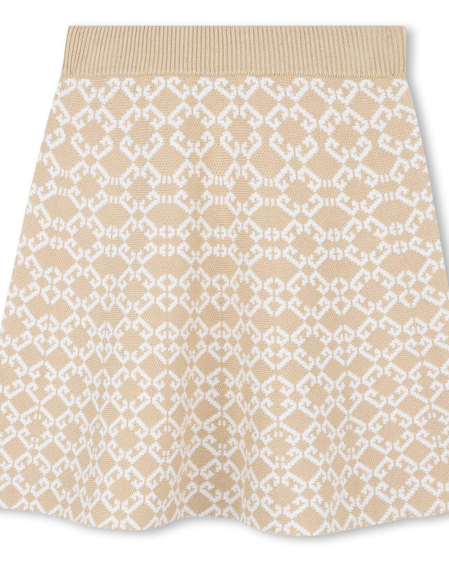 kidsatelier-givenchy-Beige-Logo-Jacquard-Ribbed-Skirt-Set