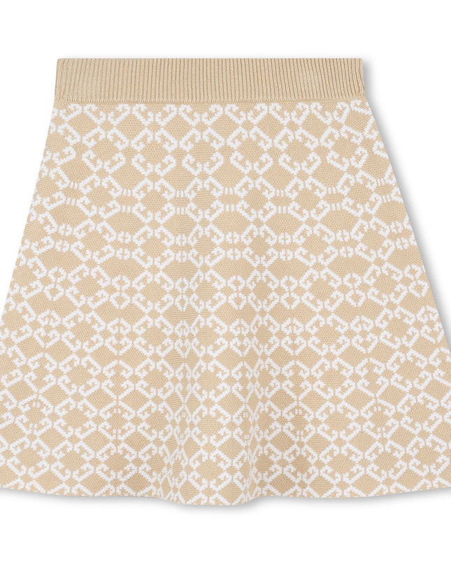 kidsatelier-givenchy-Beige-Logo-Jacquard-Ribbed-Skirt-Set