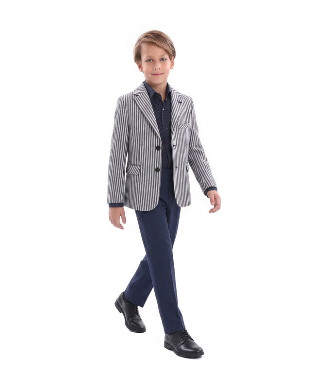 Gray Double Striped Blazer