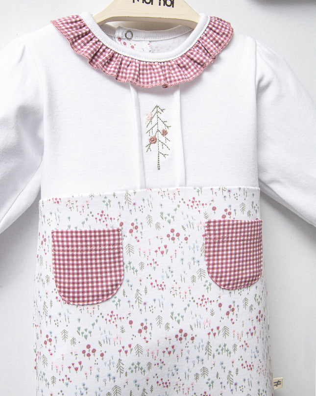 Pink Gingham Flower Ruffle Set